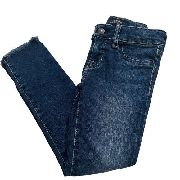 Polo Ralph Lauren Aubrie Legging Jeans sz 5 adjustable waist tabs frayed hem - Picture 1 of 8